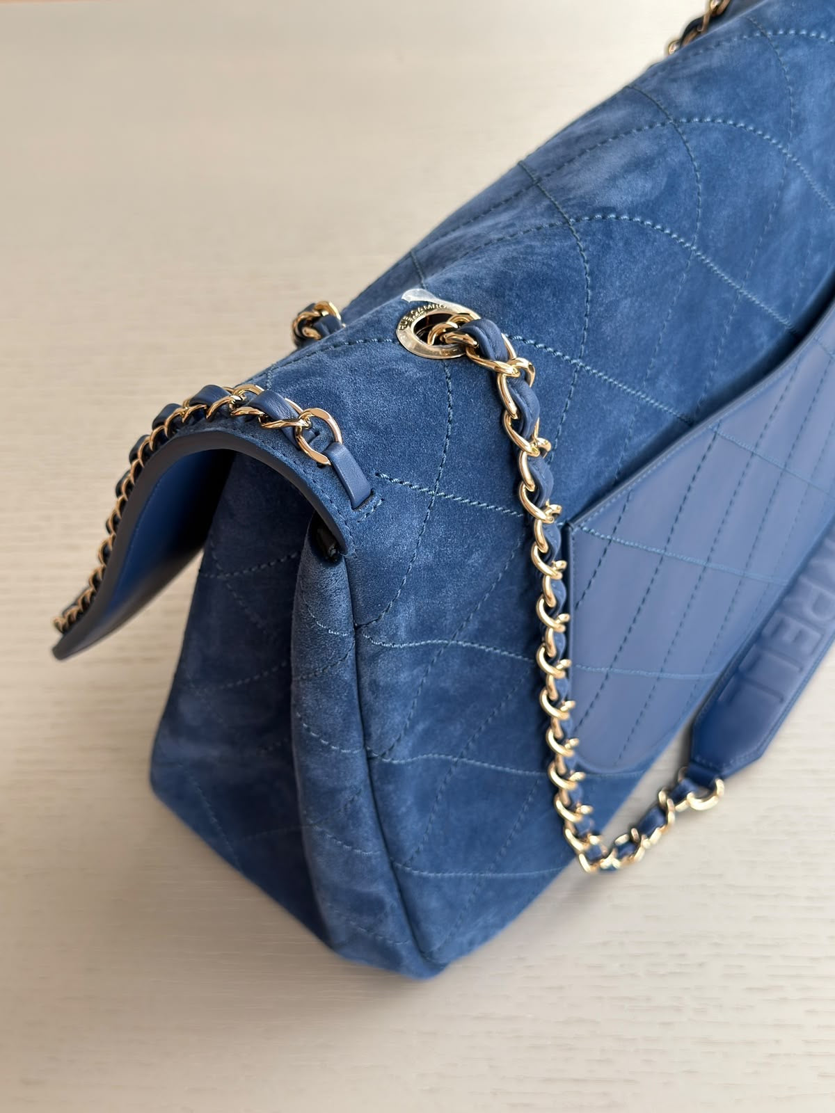 Chanel x Pharrell Williams Blue Suede XXL Classic Flap Bag