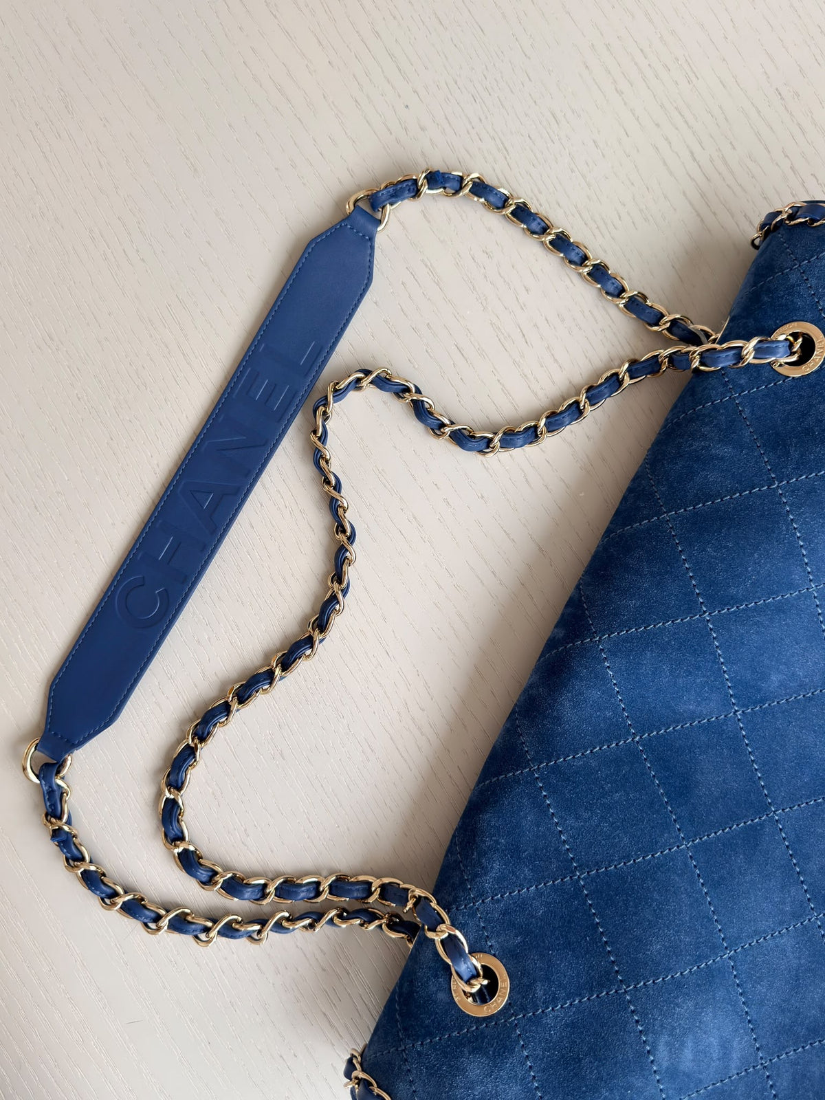 Chanel x Pharrell Williams Blue Suede XXL Classic Flap Bag