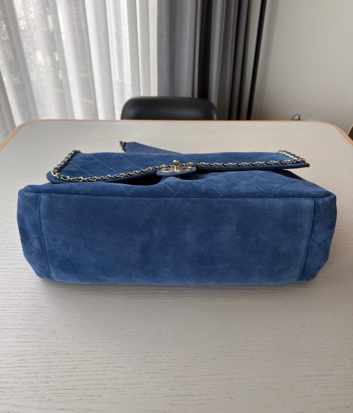 Chanel x Pharrell Williams Blue Suede XXL Classic Flap Bag