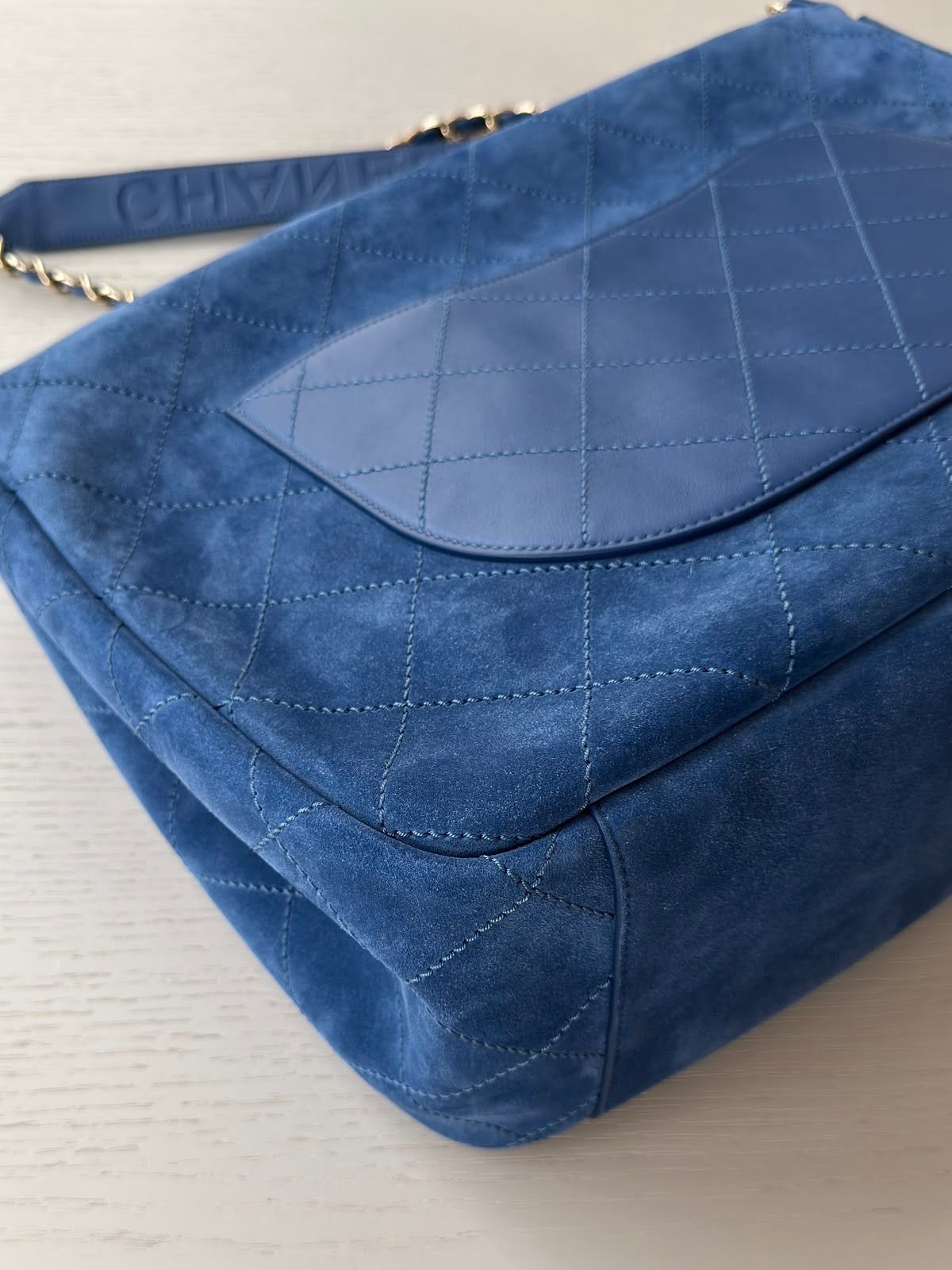 Chanel x Pharrell Williams Blue Suede XXL Classic Flap Bag