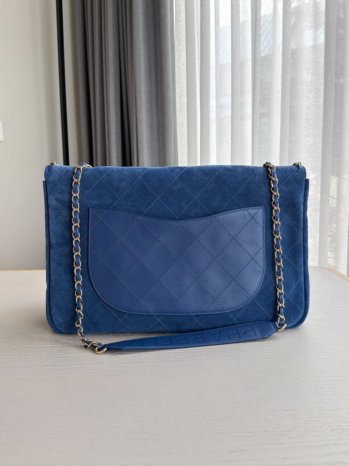 Chanel x Pharrell Williams Blue Suede XXL Classic Flap Bag