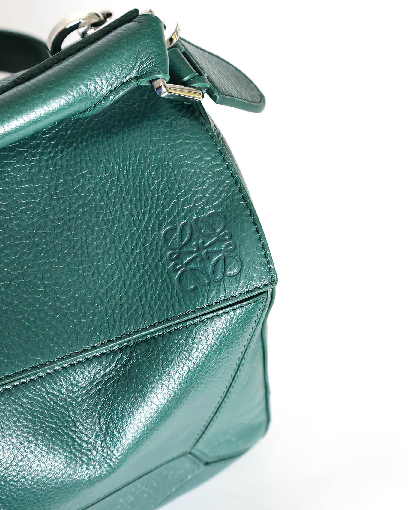 Loewe XL Puzzle Bag Emerald Green Deerskin 2025