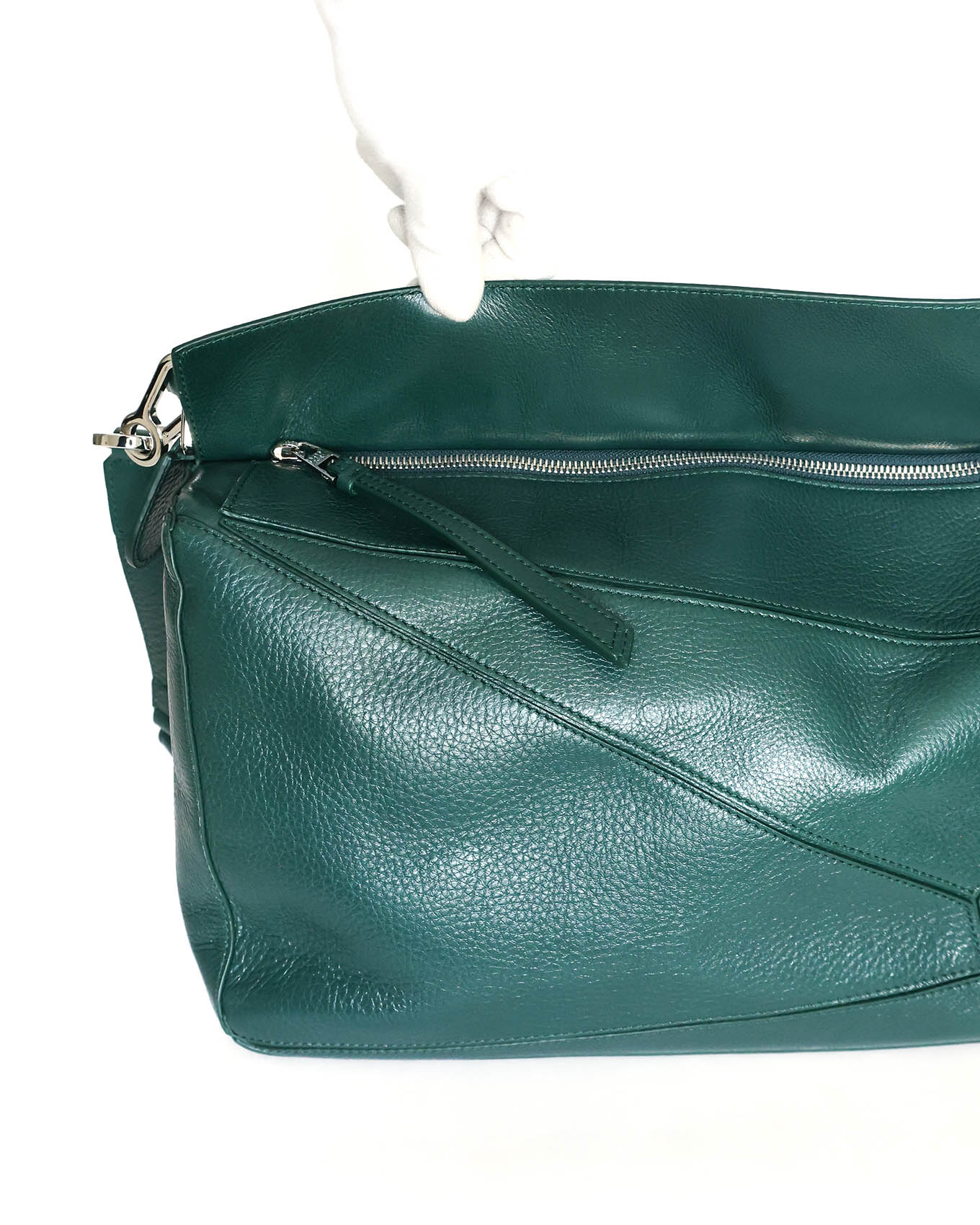 Loewe XL Puzzle Bag Emerald Green Deerskin 2025