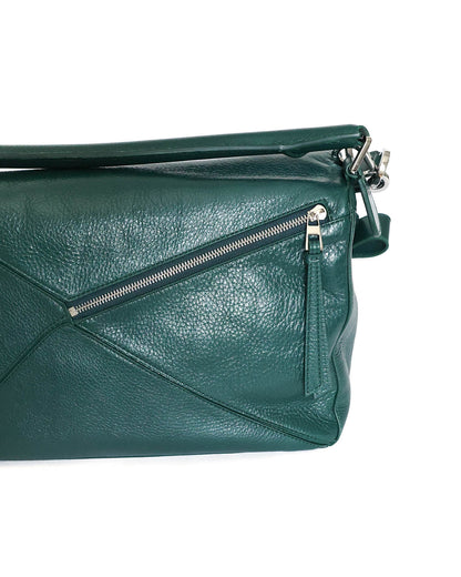 Loewe XL Puzzle Bag Emerald Green Deerskin 2025
