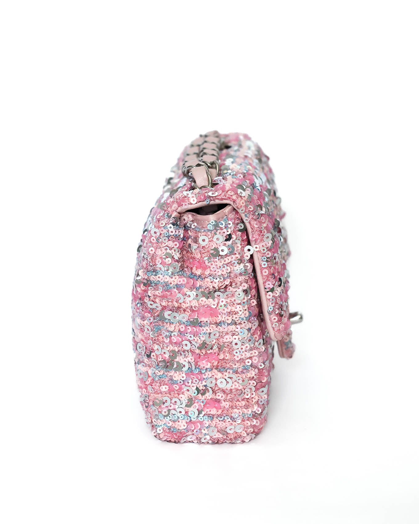 Chanel Pink Sequins Mini Flap Bag with Palladium Hardware 2023