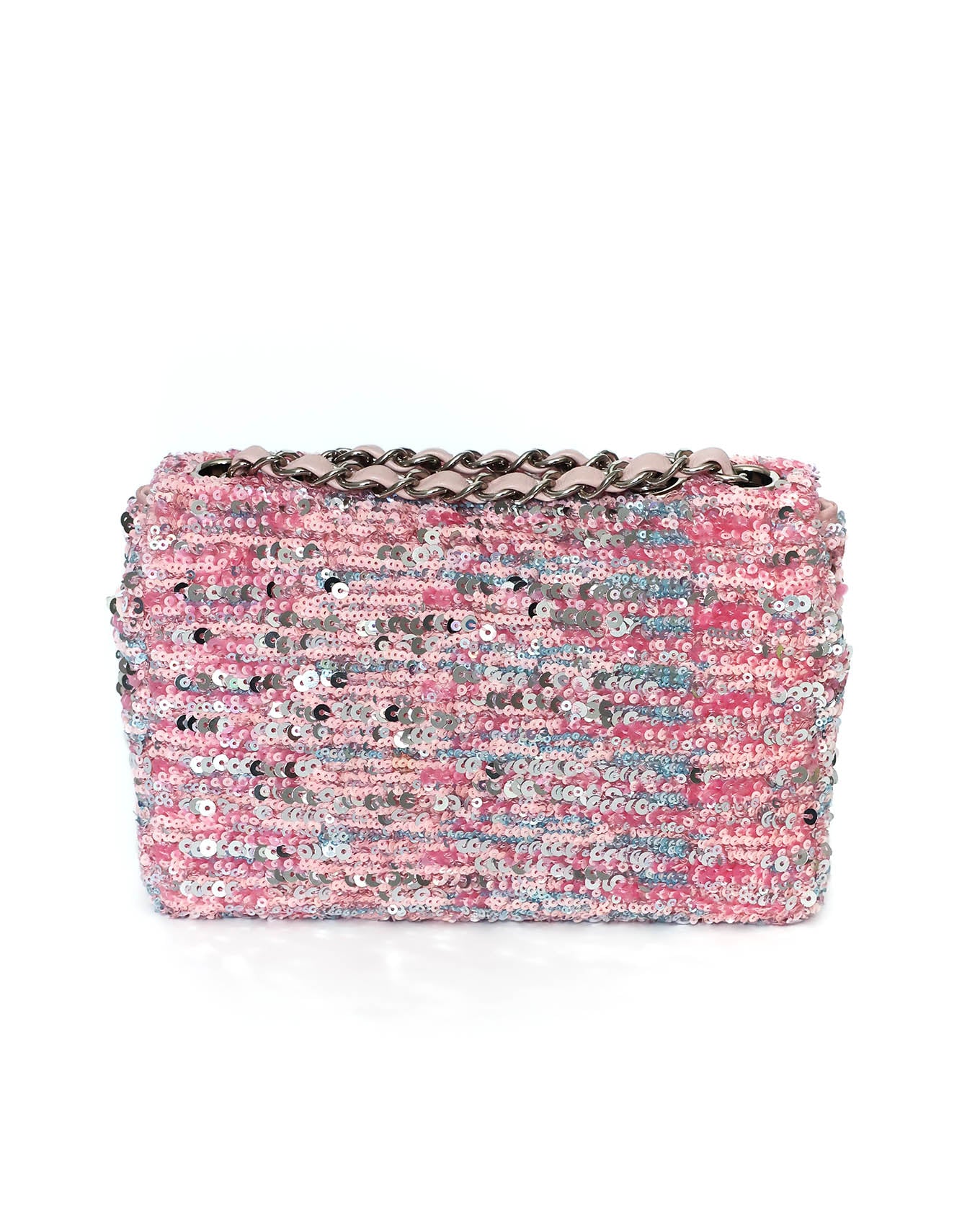 Chanel Pink Sequins Mini Flap Bag with Palladium Hardware 2023