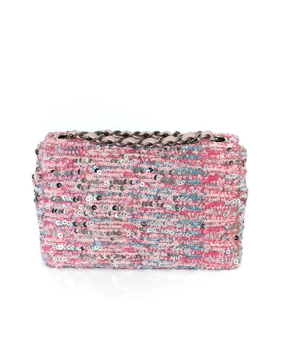 Chanel Pink Sequins Mini Flap Bag with Palladium Hardware 2023