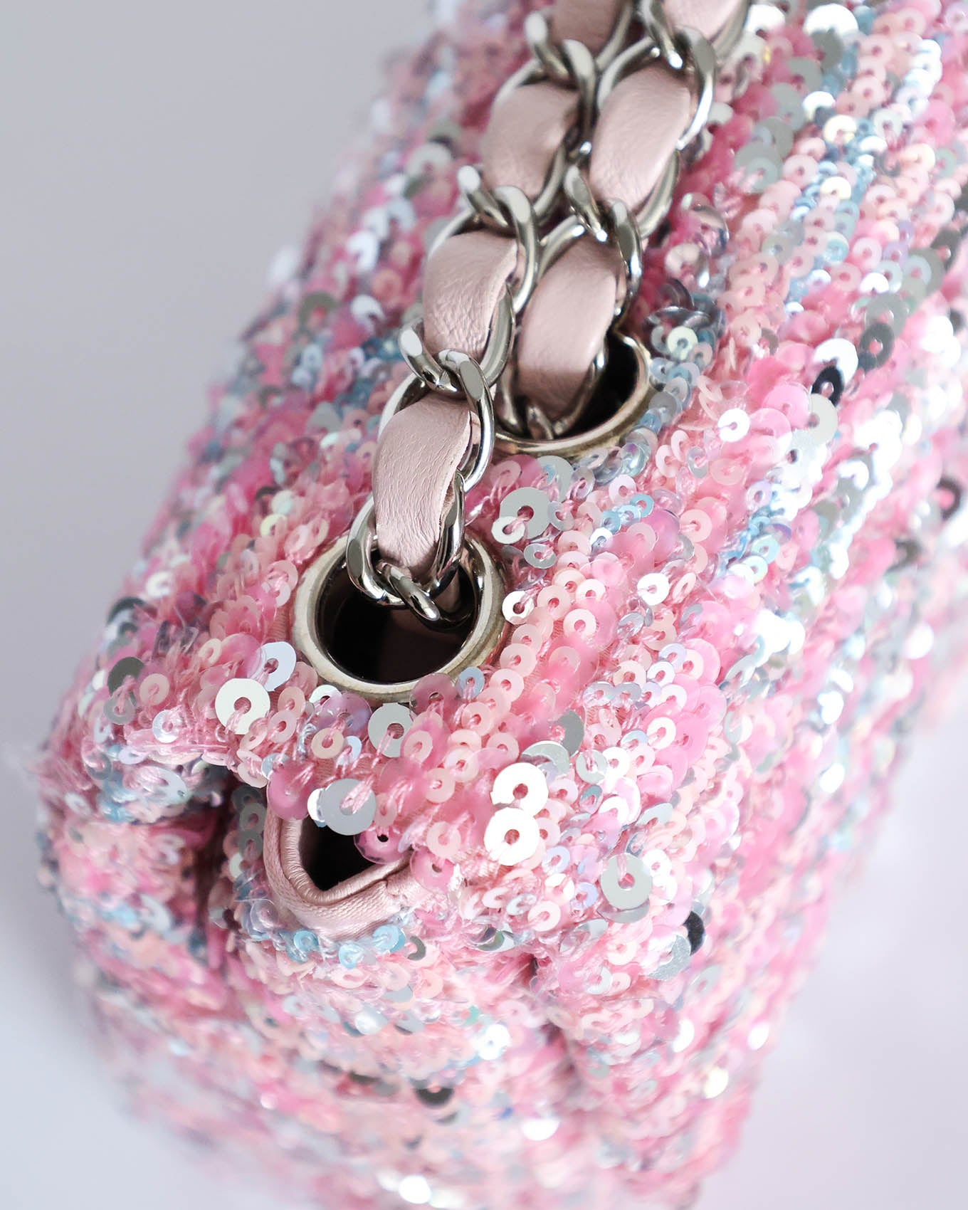 Chanel Pink Sequins Mini Flap Bag with Palladium Hardware 2023