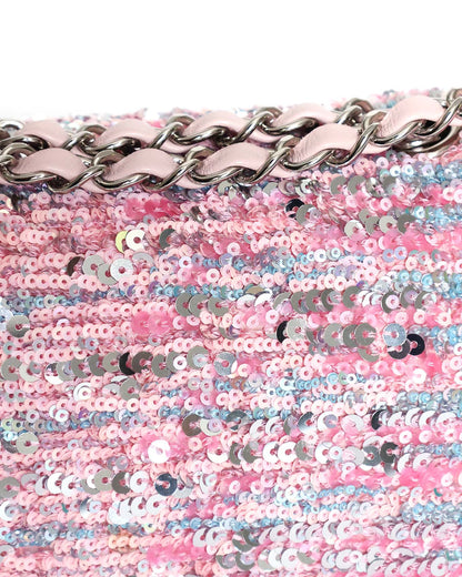 Chanel Pink Sequins Mini Flap Bag with Palladium Hardware 2023