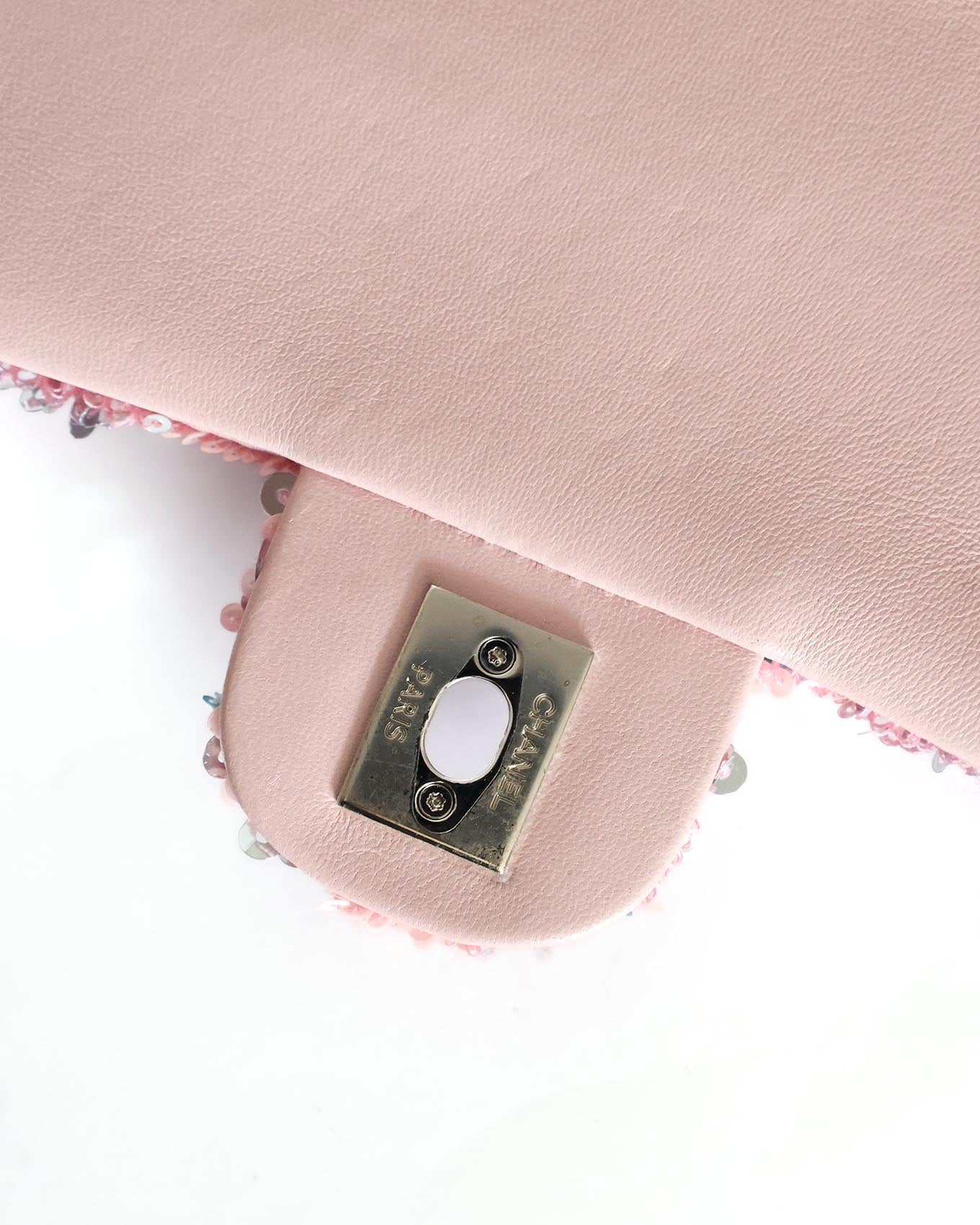 Chanel Pink Sequins Mini Flap Bag with Palladium Hardware 2023