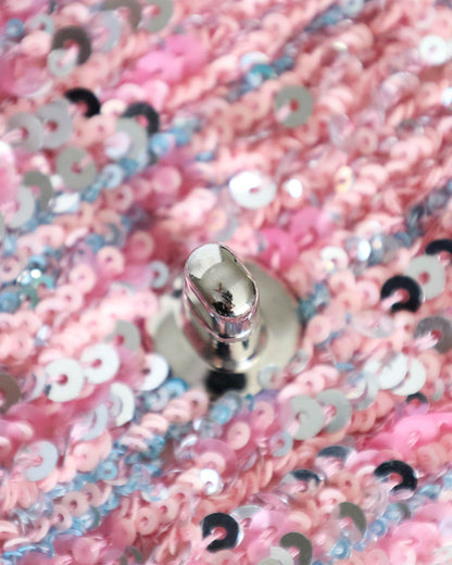Chanel Pink Sequins Mini Flap Bag with Palladium Hardware 2023