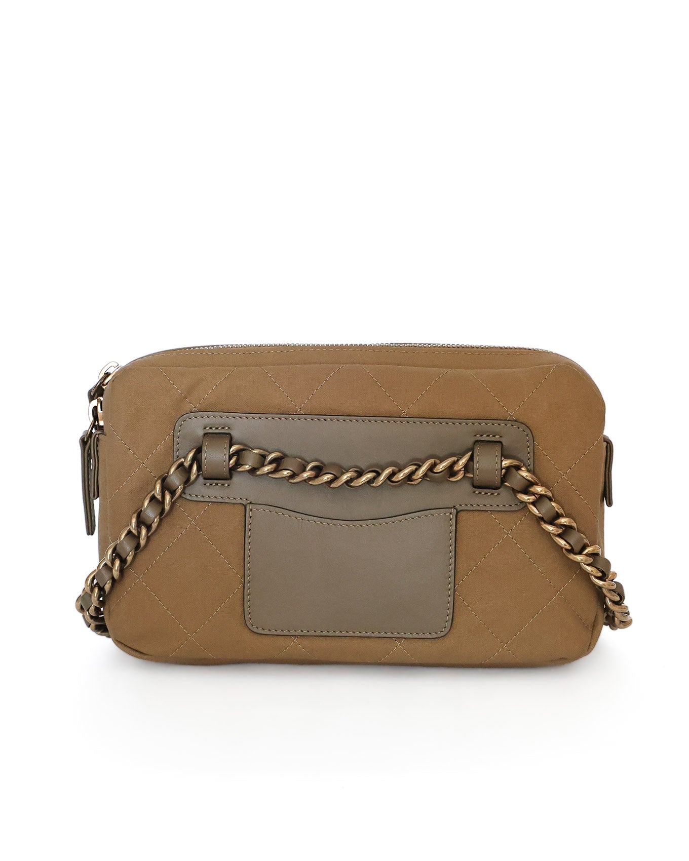 Chanel green canvas Sport belt bag, back view