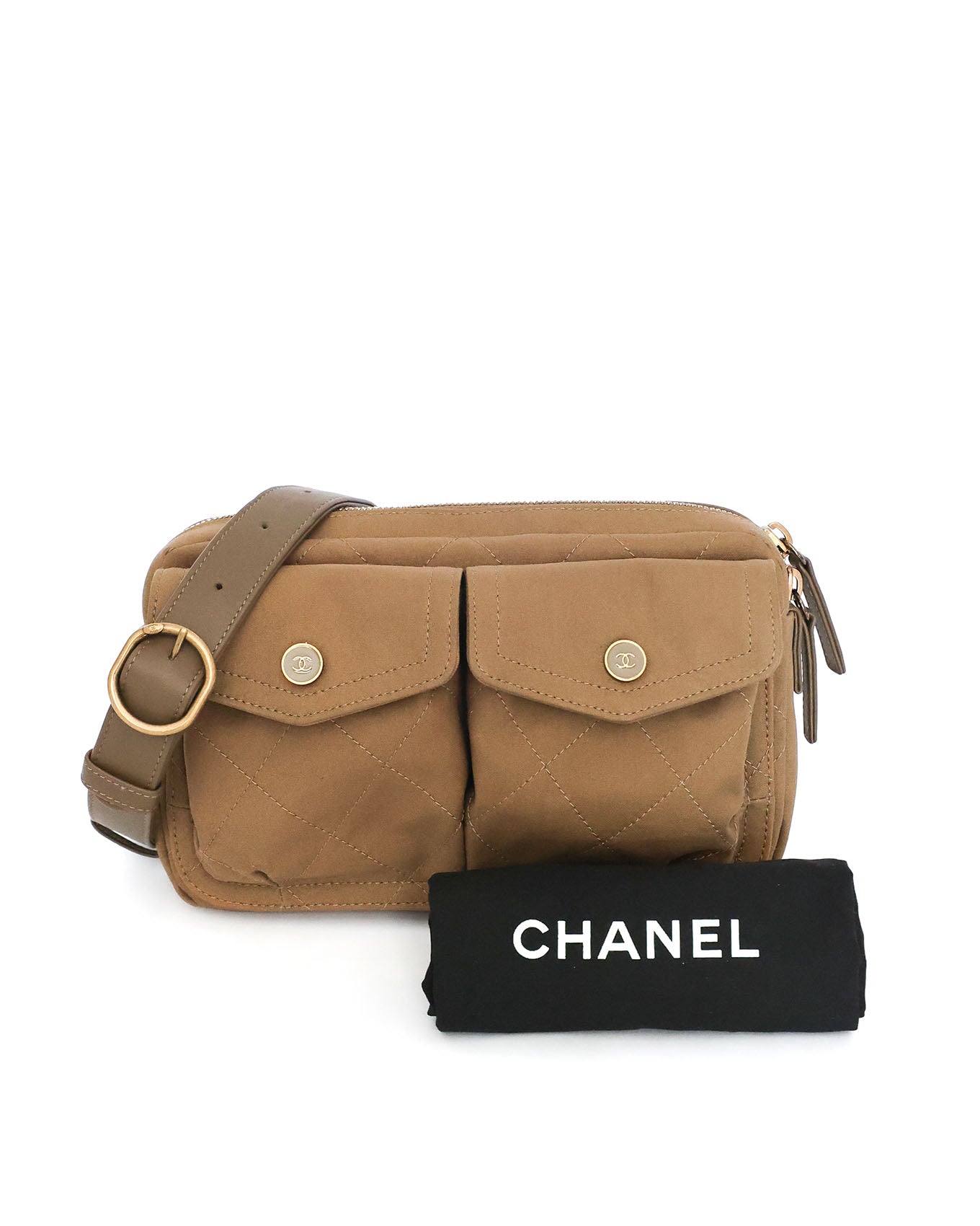 Chanel Military Green Canvas Sport Belt Bag 2019