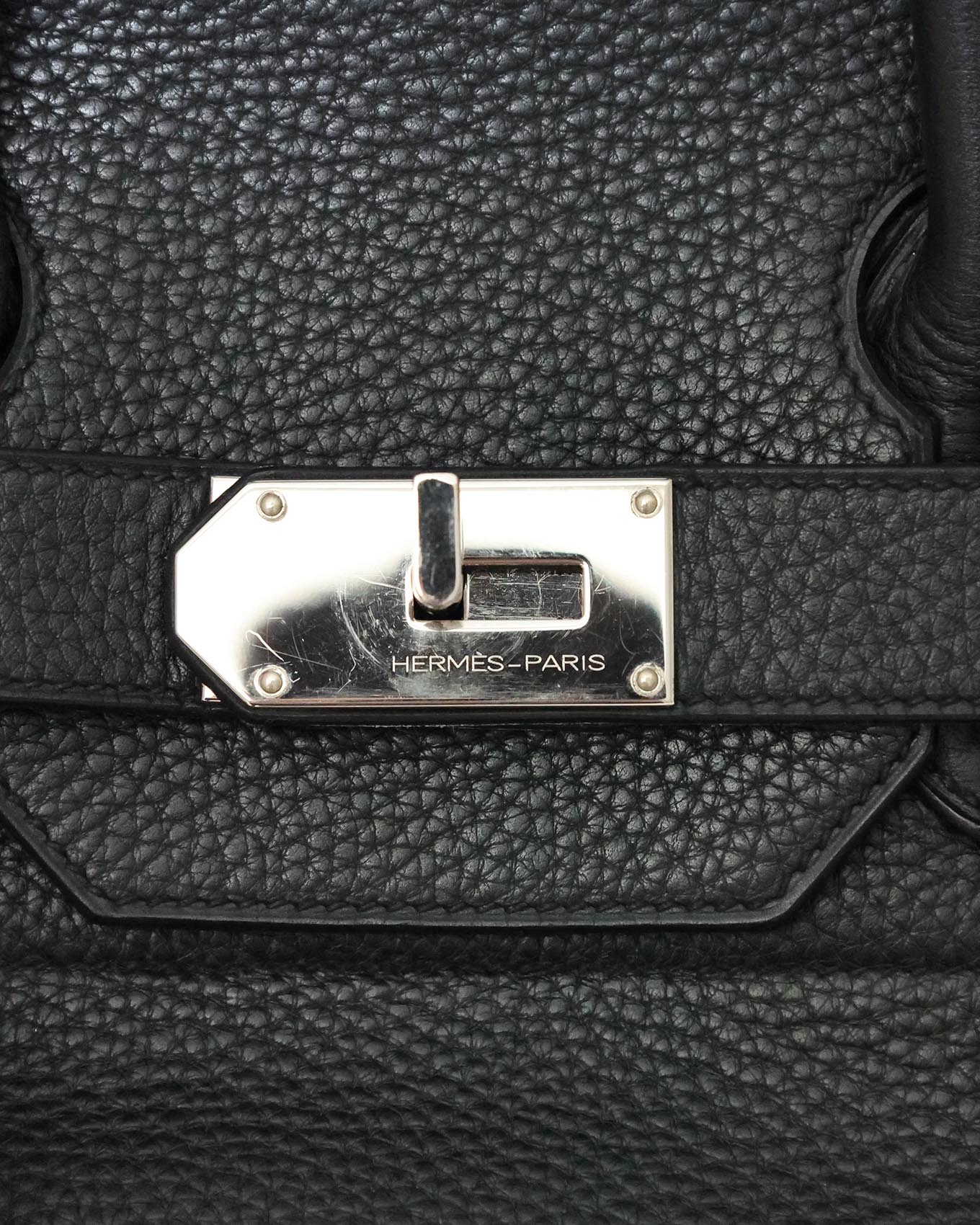 Hermès HAC 50 palladium turn-lock and hardware detail