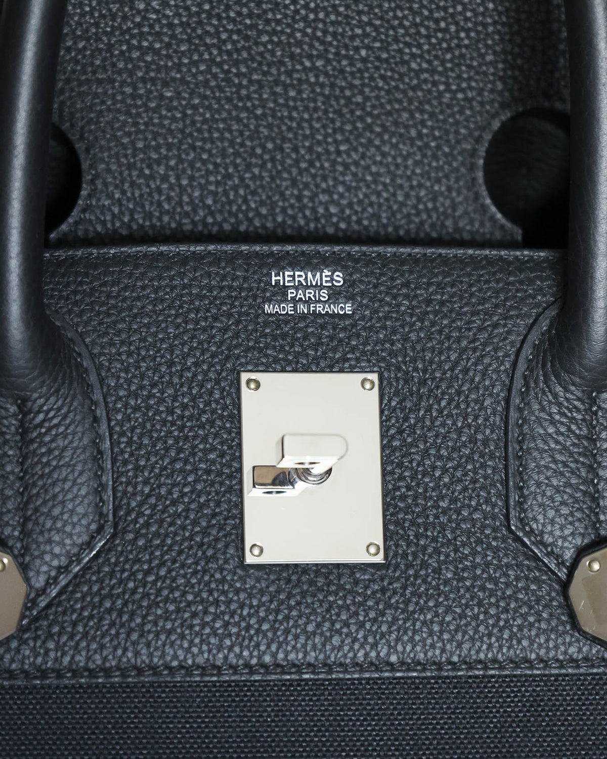 Hermès HAC 40 palladium turn-lock and hardware detail