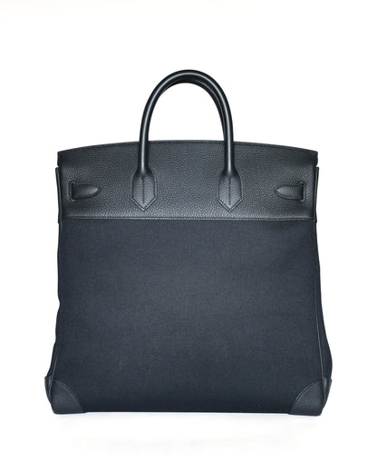 Hermès HAC 40 black toile and Togo, back view