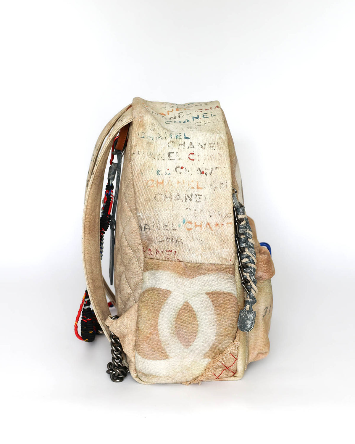 Chanel SS14 Artclass Yellow Canvas Large Graffiti Backpack Sample