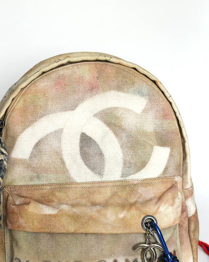 Chanel SS14 Artclass Yellow Canvas Large Graffiti Backpack Sample