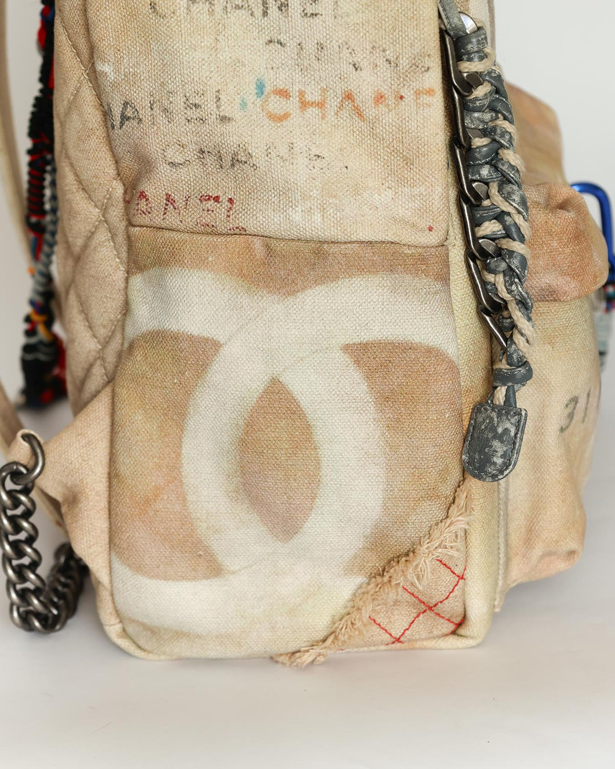 Chanel SS14 graffiti backpack stencilled CC side view