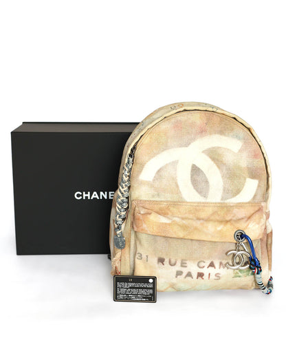 Chanel SS14 Artclass Graffiti canvas backpack in yellow Full Set