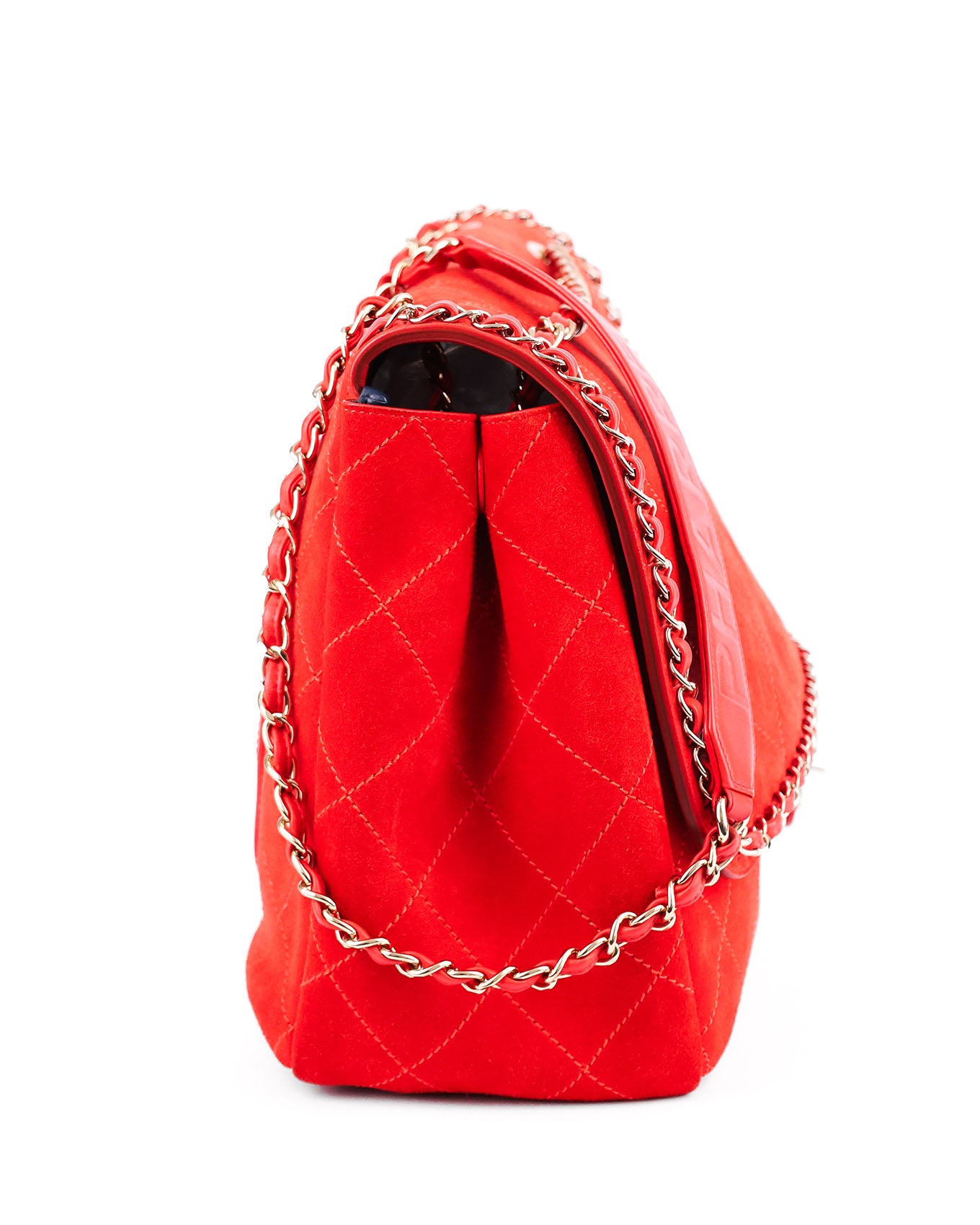 Chanel x Pharrell Williams Red Suede XXL Classic Flap Bag
