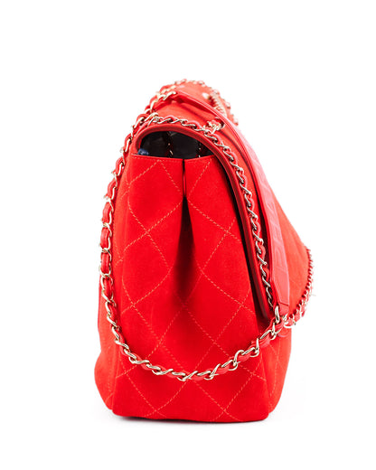 Chanel x Pharrell Williams Red Suede XXL Classic Flap Bag