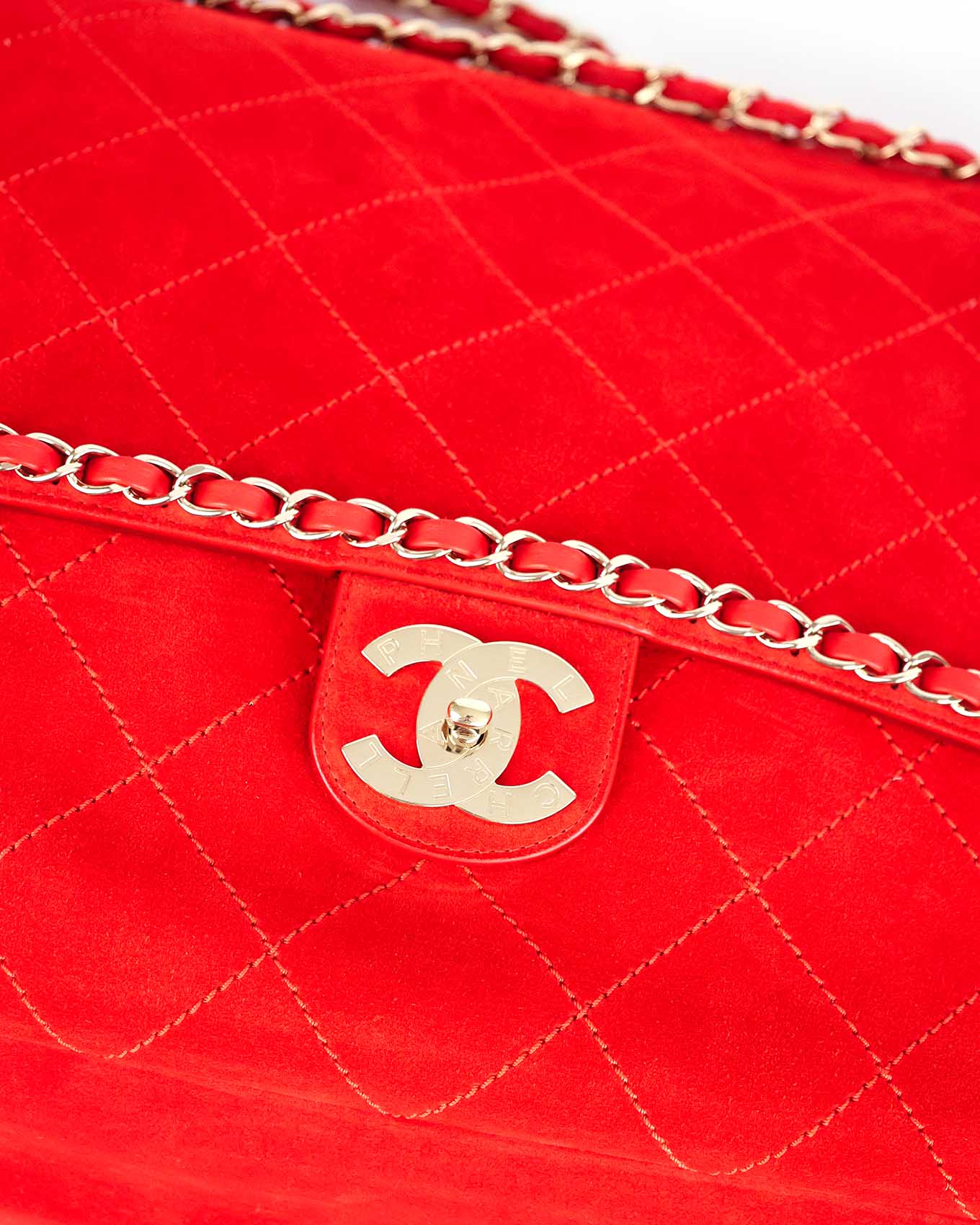 Chanel x Pharrell Williams Red Suede XXL Classic Flap Bag
