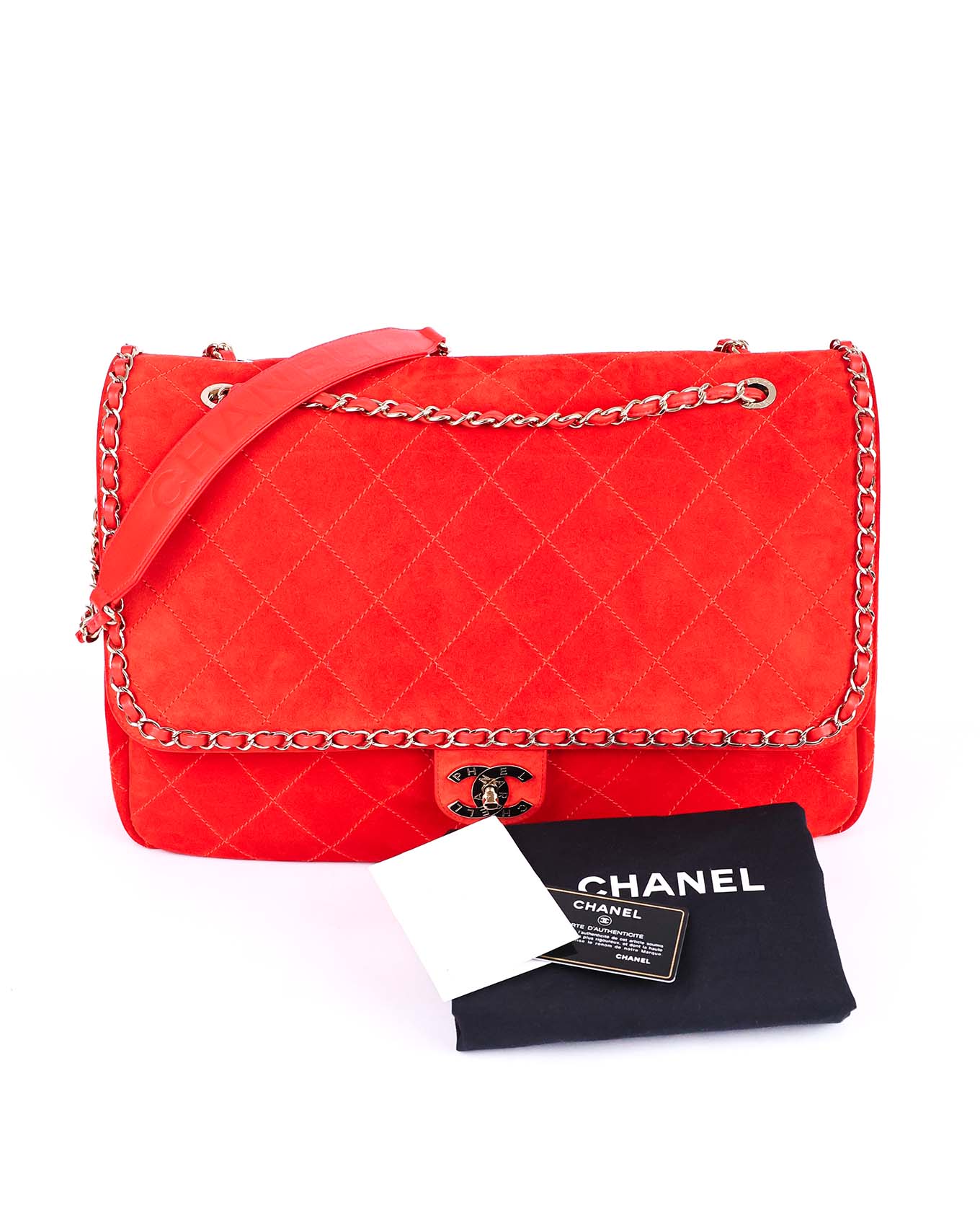 Chanel x Pharrell Williams Red Suede XXL Classic Flap Bag