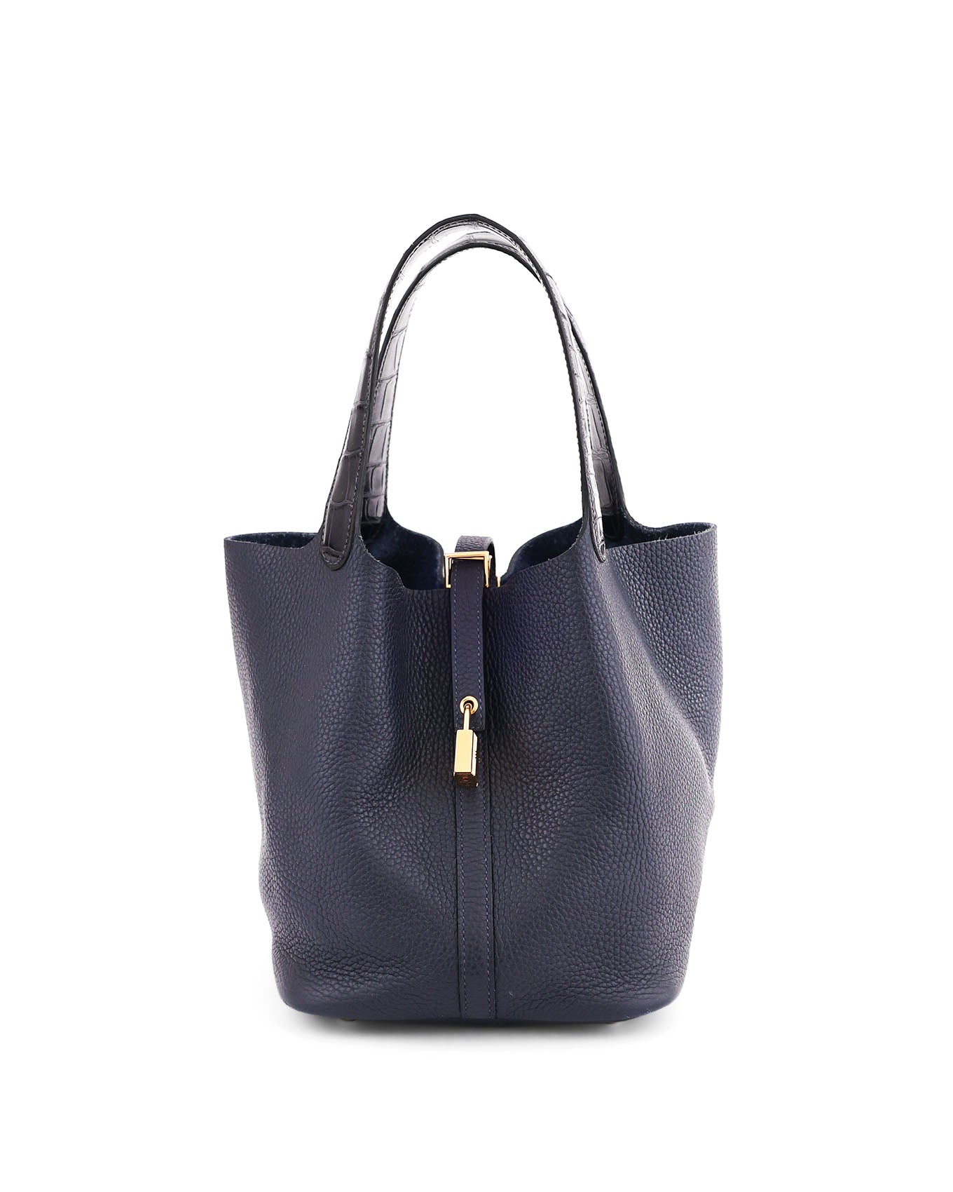 Hermès Picotin 22 Bleu Nuit Clémence Alligator Touch 2019 | ELUXE STORE Elegance du luxe

Year and Stamp: 2019 / D
Color: Bleu Nuit
Hardware: GHW (Polished Gold)
Leather or Material: Clémence and Alligator Mississippiensis (Square Stamp)
Dimensions: 22 x 21 x 17cm
Packaging: Dustbag and Lock and Keys

We buy and sell pre-loved Hermes bags, Hermes Birkin, Hermes Kelly, Hermes Picotin, Evelyne, Chanel Flap Bags, Chanel Graffiti Bags and more. In Wien Vienna Österreich Austria, preloved Designer Bags