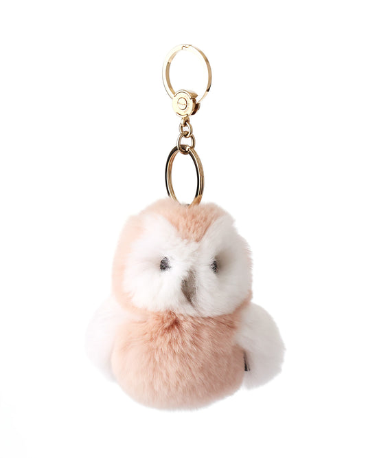 Loro Piana Owl Motive Pink Fur Key Chain Bag Charm