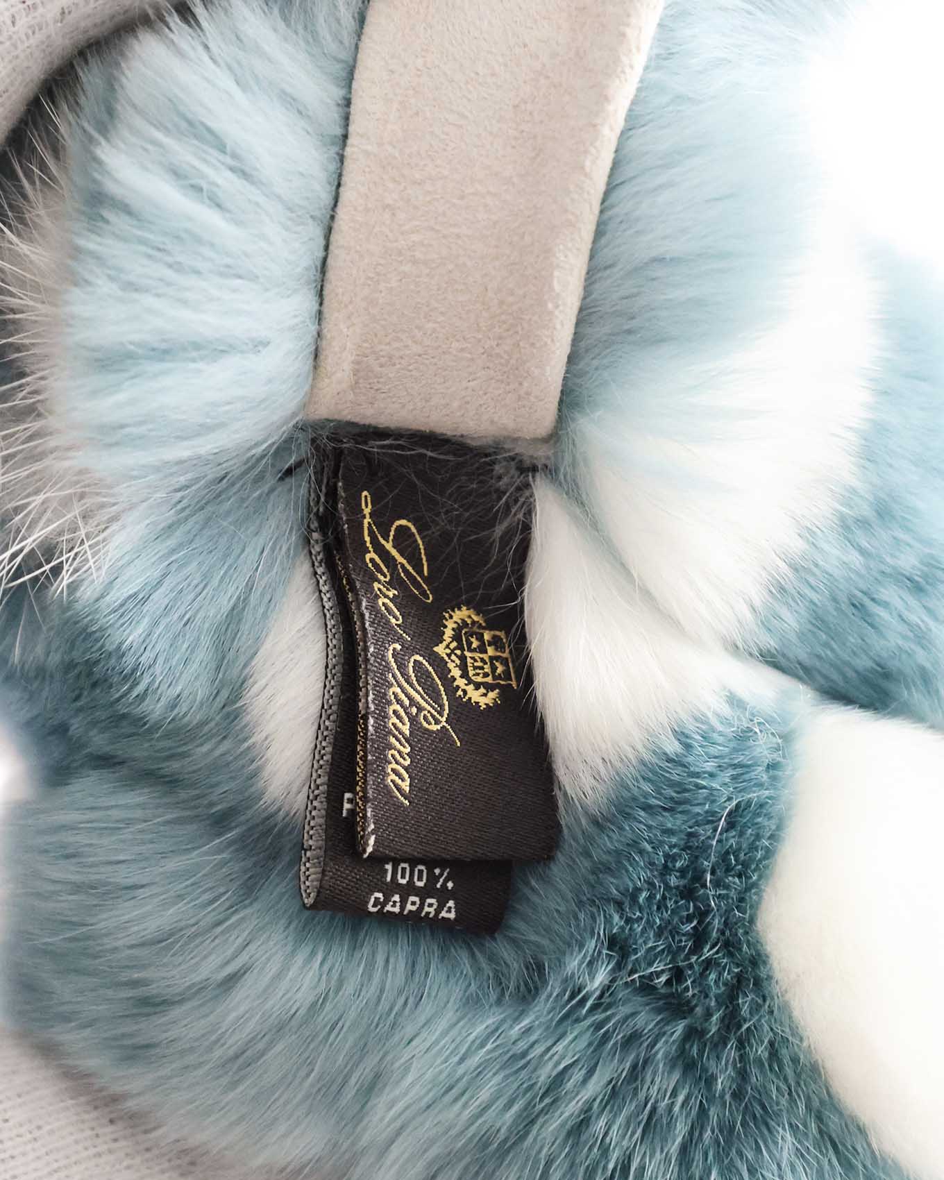 Loro Piana Bunny Motive Blue Fur Key Chain Bag Charm