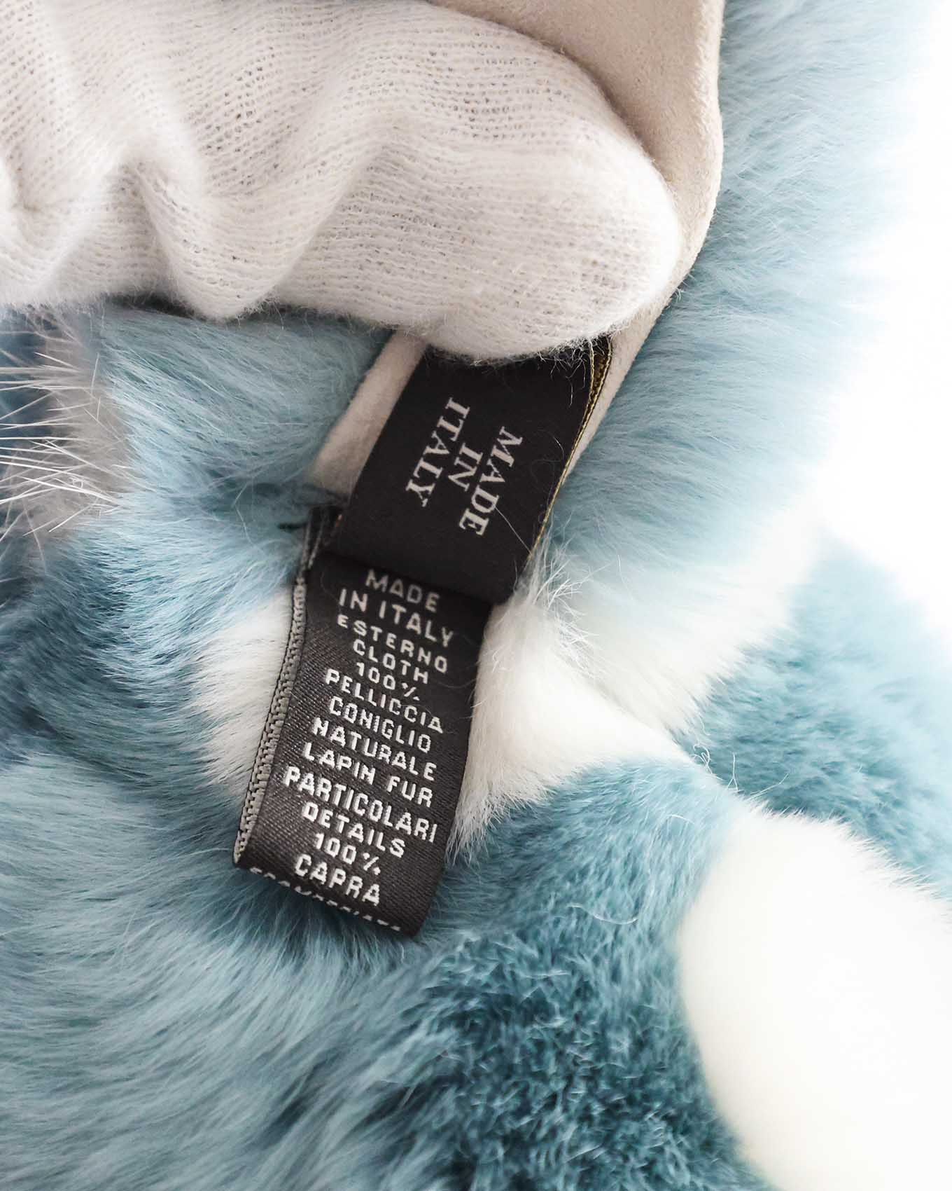 Loro Piana Bunny Motive Blue Fur Key Chain Bag Charm