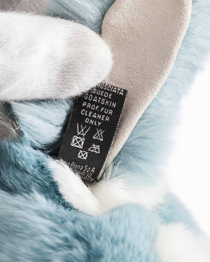 Loro Piana Bunny Motive Blue Fur Key Chain Bag Charm