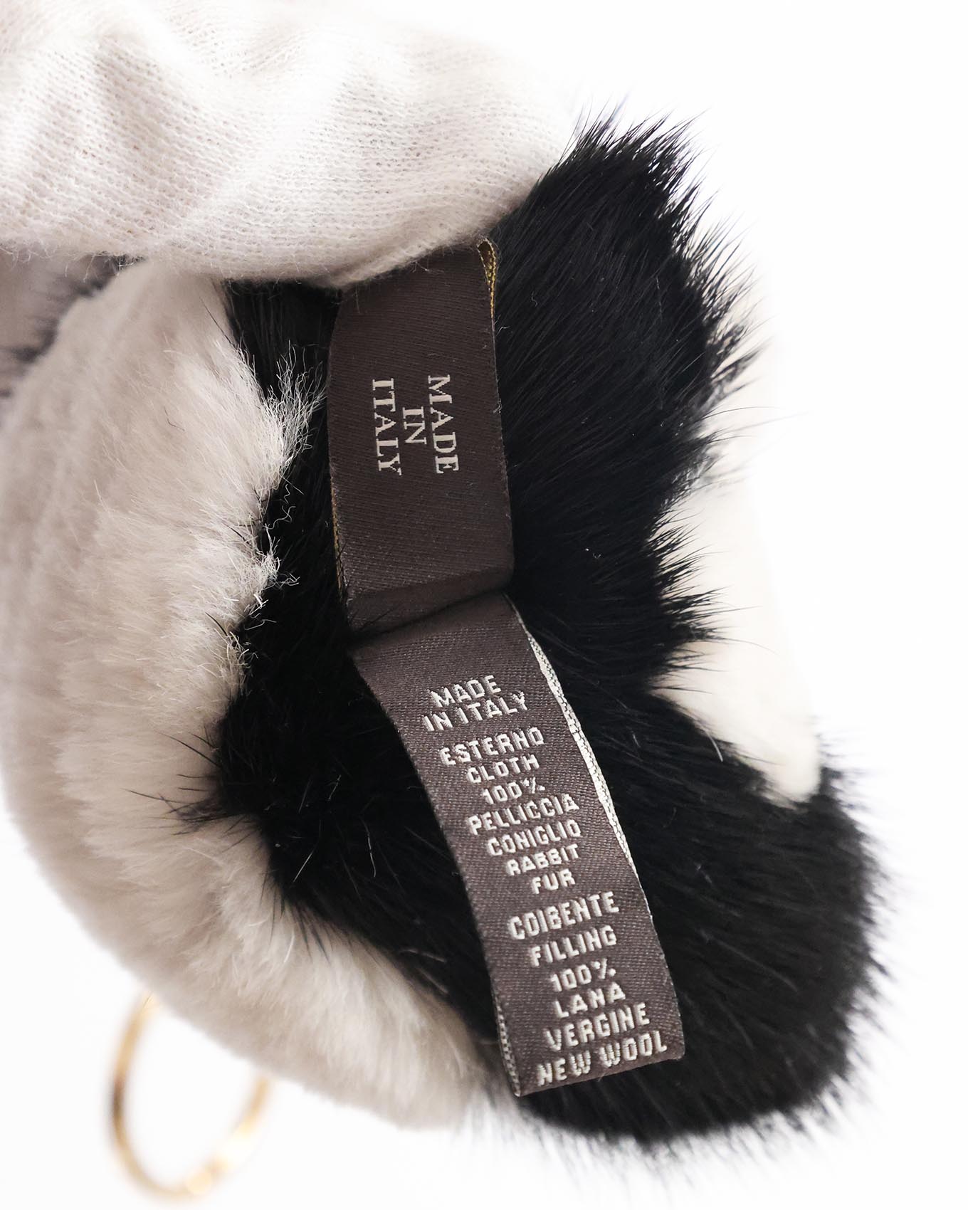 Loro Piana Panda Motive Fur Key Chain Bag Charm