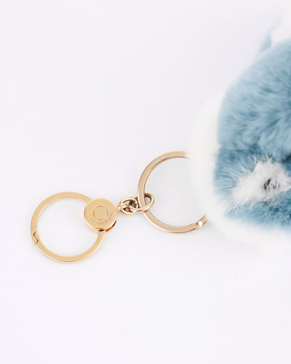 Loro Piana Bunny Motive Blue Fur Key Chain Bag Charm