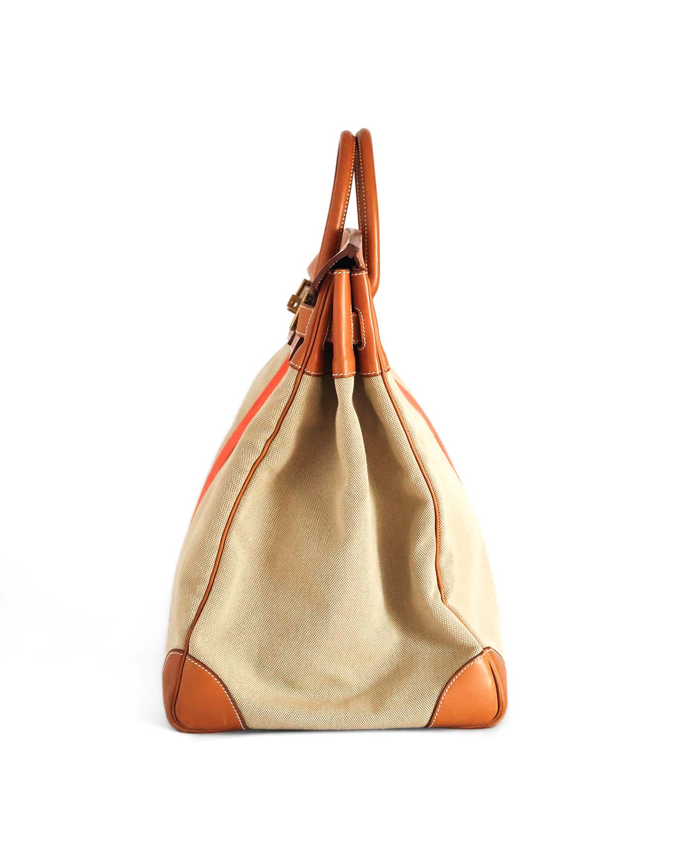 Hermès HAC Haut à Courroies 50 Naturel Barenia and Canvas Flag 2014