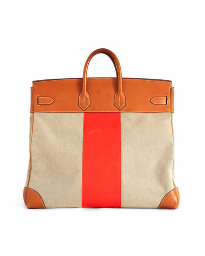 Hermes Birkin Travel Bag HAC Haut à Courroies 50 Naturel Barenia and Canvas Flag 2014 | ELUXE STORE