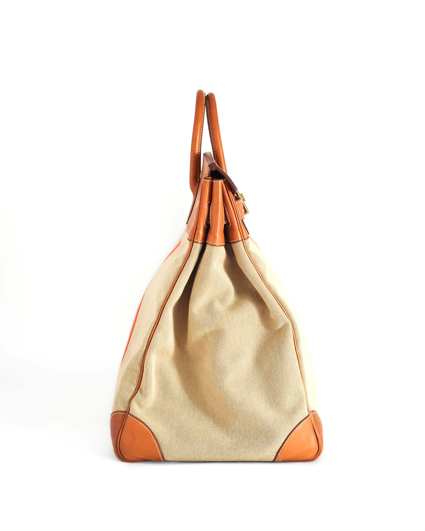 Hermès HAC Haut à Courroies 50 Naturel Barenia and Canvas Flag 2014