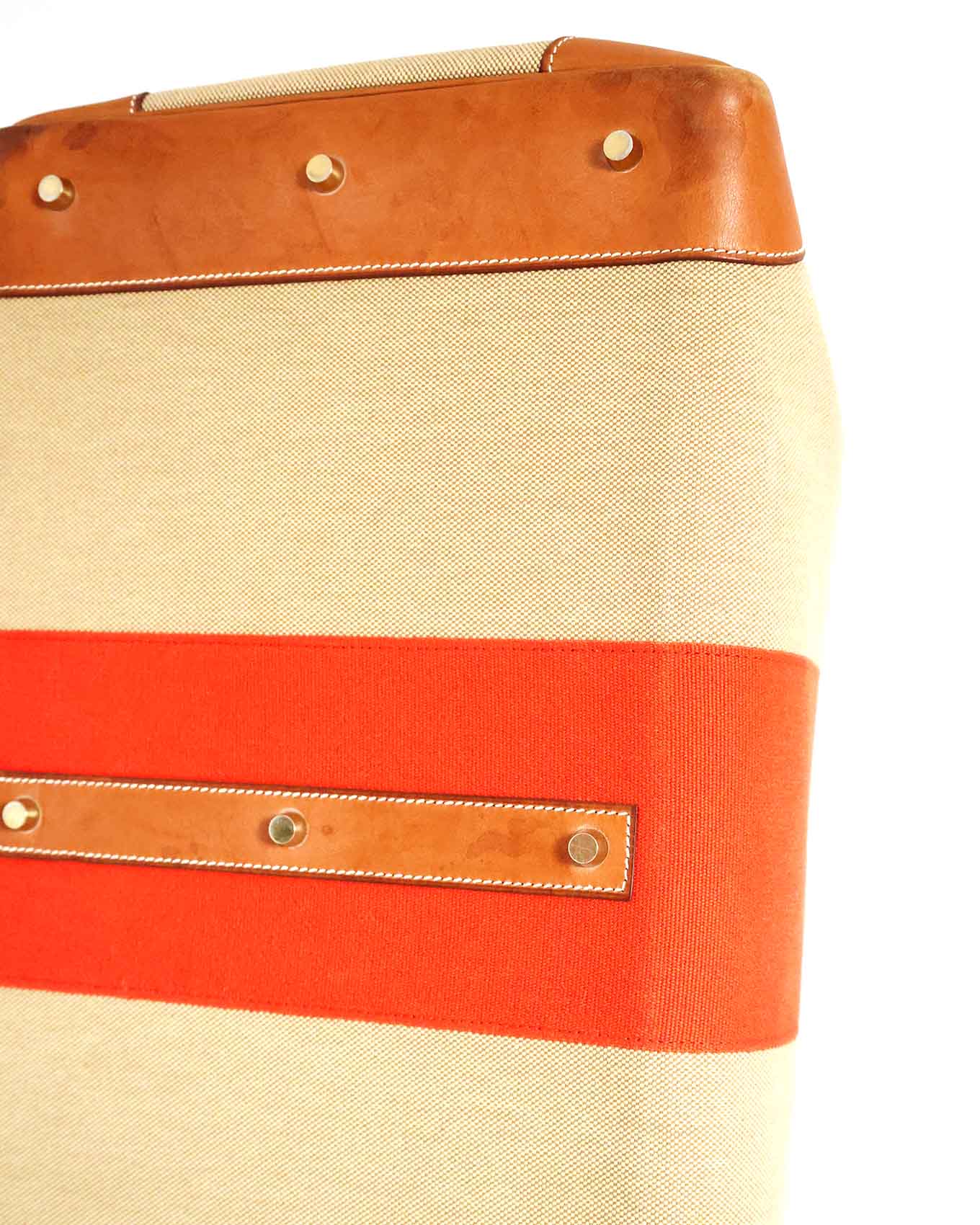 Hermès HAC Haut à Courroies 50 Naturel Barenia and Canvas Flag 2014