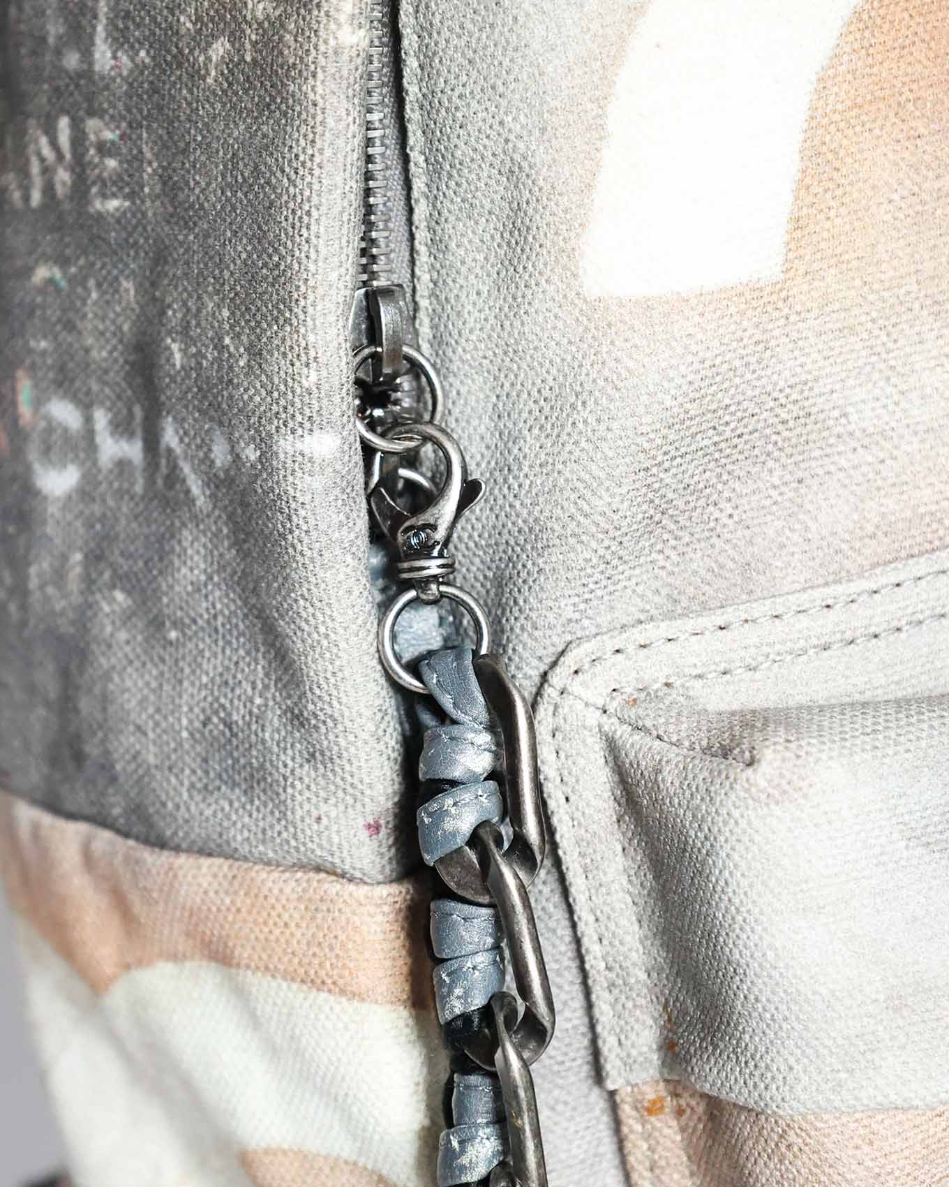 Chanel SS14 Artclass Light Grey Canvas Large Graffiti Backpack FULL SET