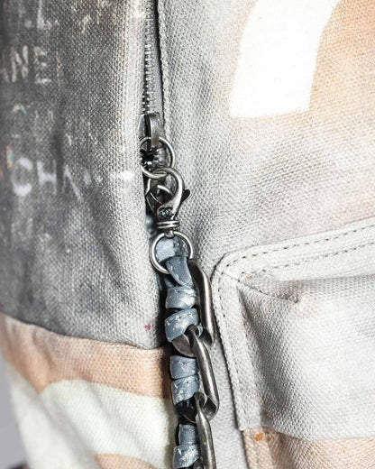 Chanel SS14 Artclass Light Grey Canvas Large Graffiti Backpack FULL SET