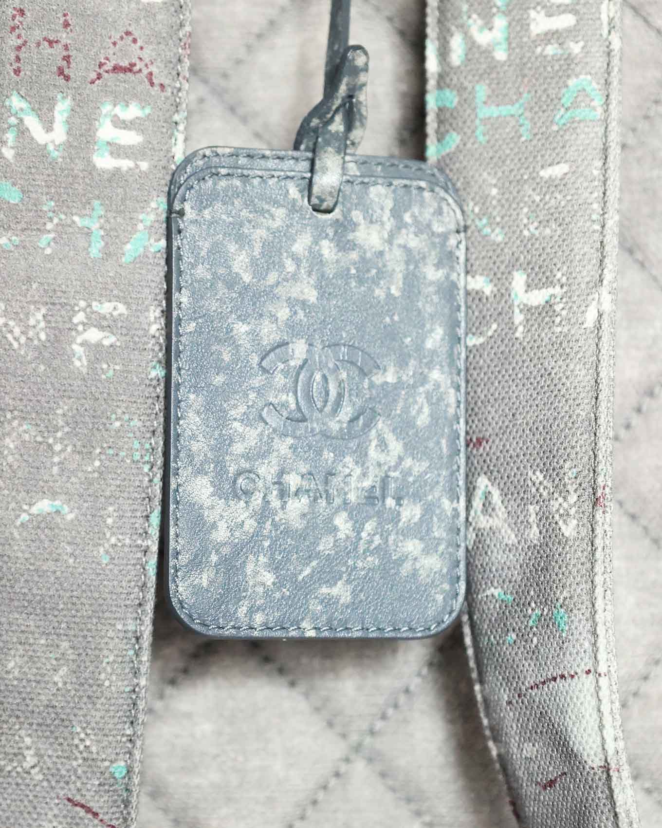 Chanel SS14 Artclass Light Grey Canvas Large Graffiti Backpack FULL SET