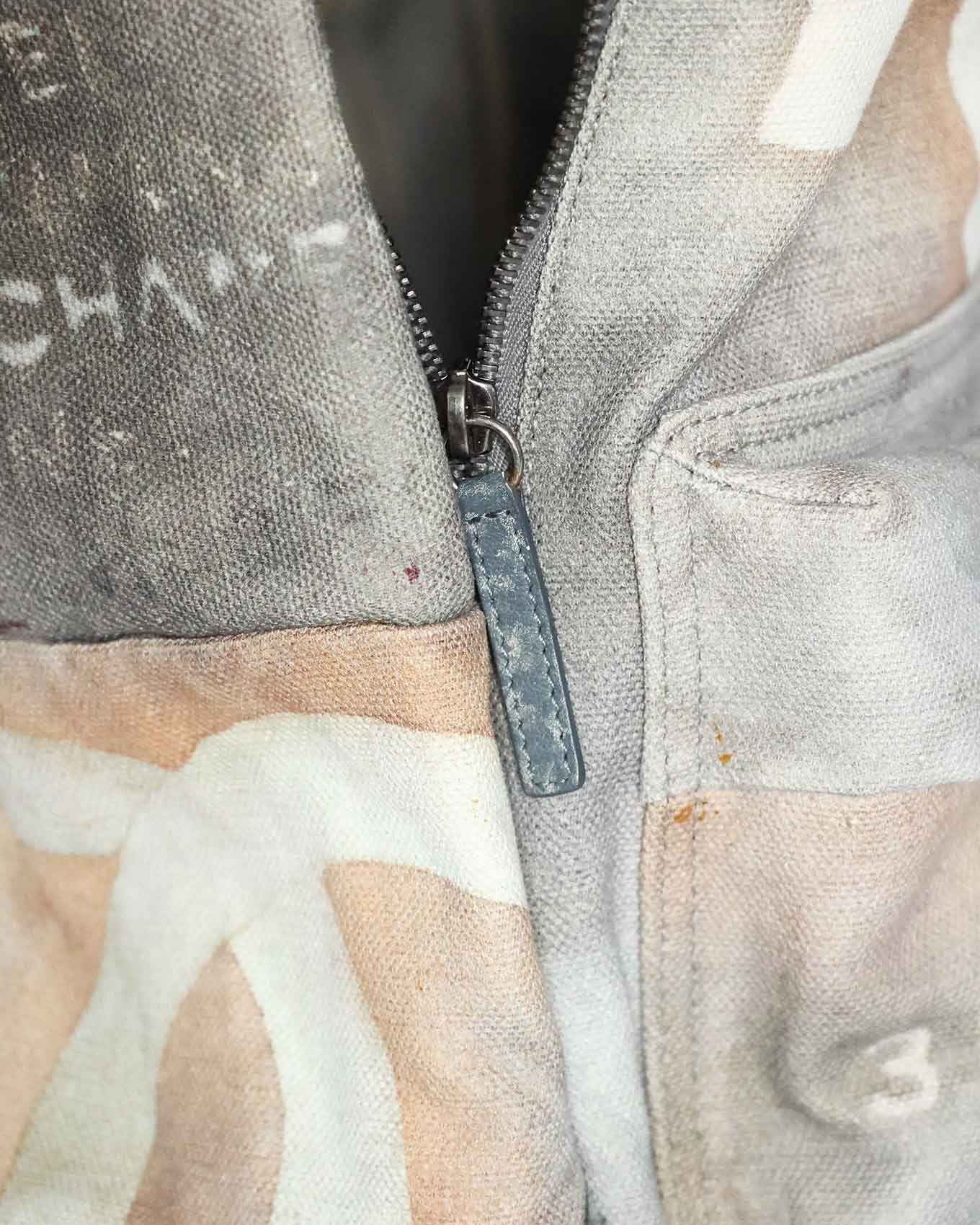 Chanel SS14 Artclass Light Grey Canvas Large Graffiti Backpack FULL SET