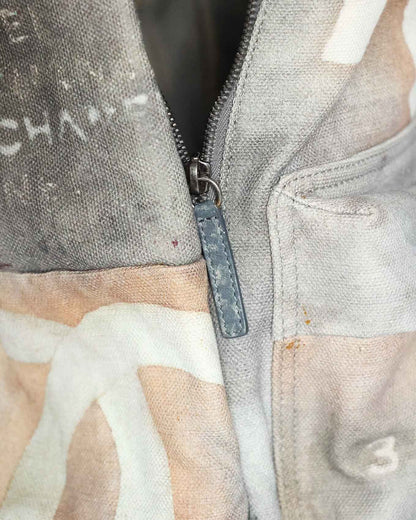 Chanel SS14 Artclass Light Grey Canvas Large Graffiti Backpack FULL SET
