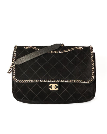 Chanel x Pharrell Williams Black Suede XXL Classic Flap Bag (Card only) front view