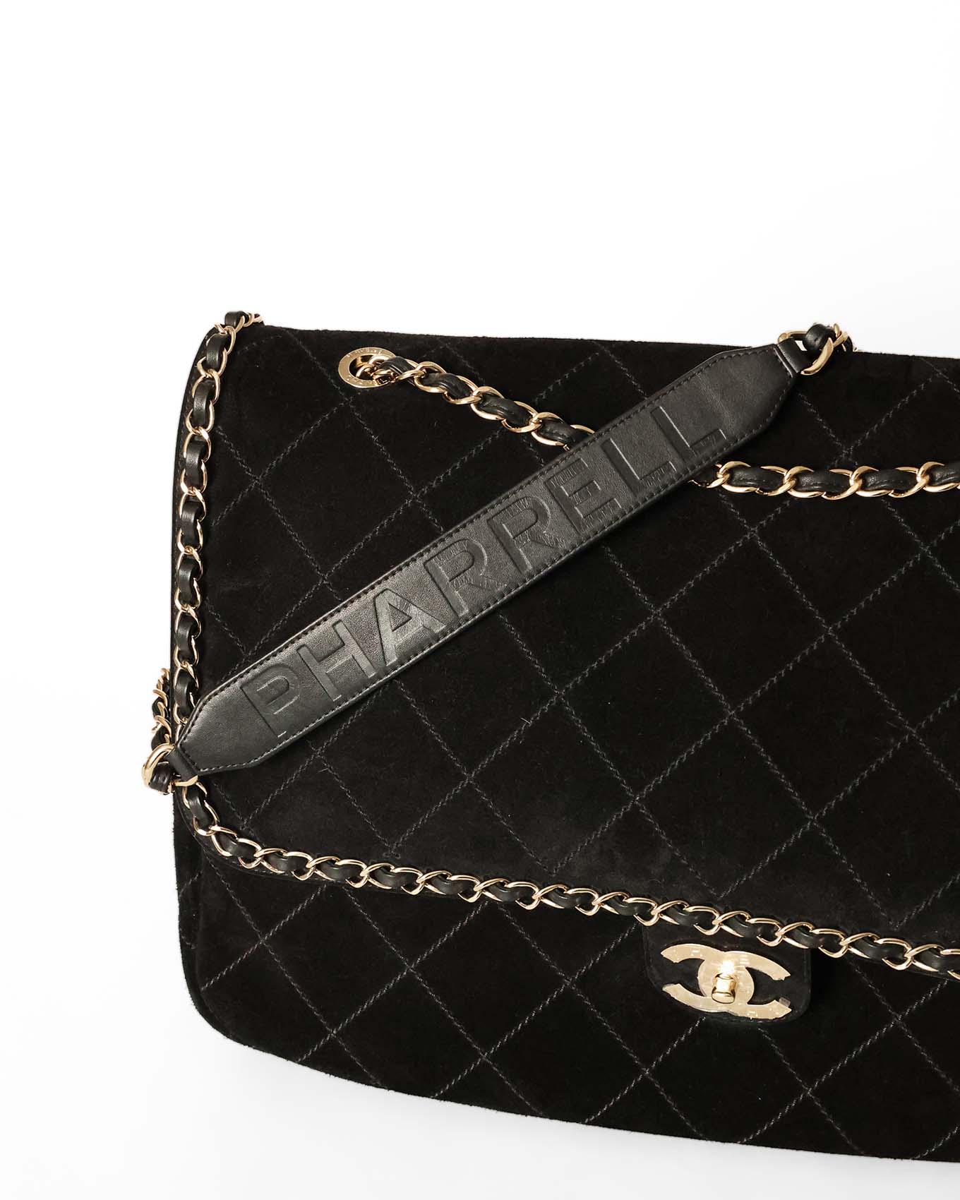 Chanel Pharrell Williams Black Suede XXL Bag Strap