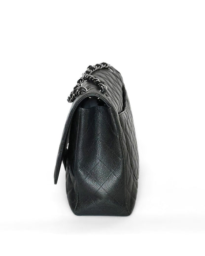 Chanel Black Caviar Maxi Single Flap Bag (circa 2010)