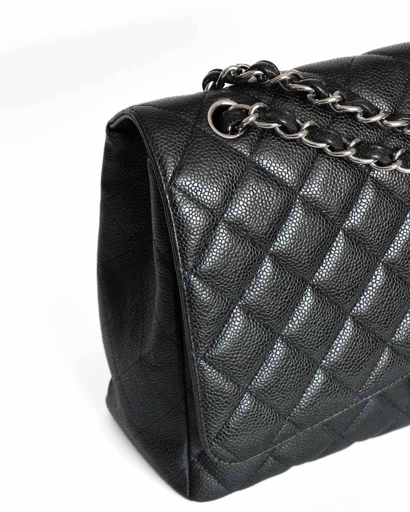 Chanel Black Caviar Maxi Single Flap Bag (circa 2010)