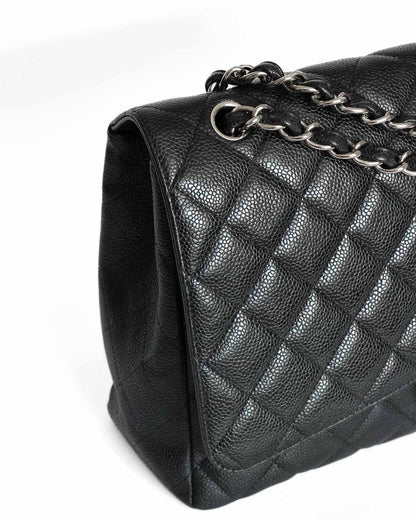 Chanel Black Caviar Maxi Single Flap Bag (circa 2010)