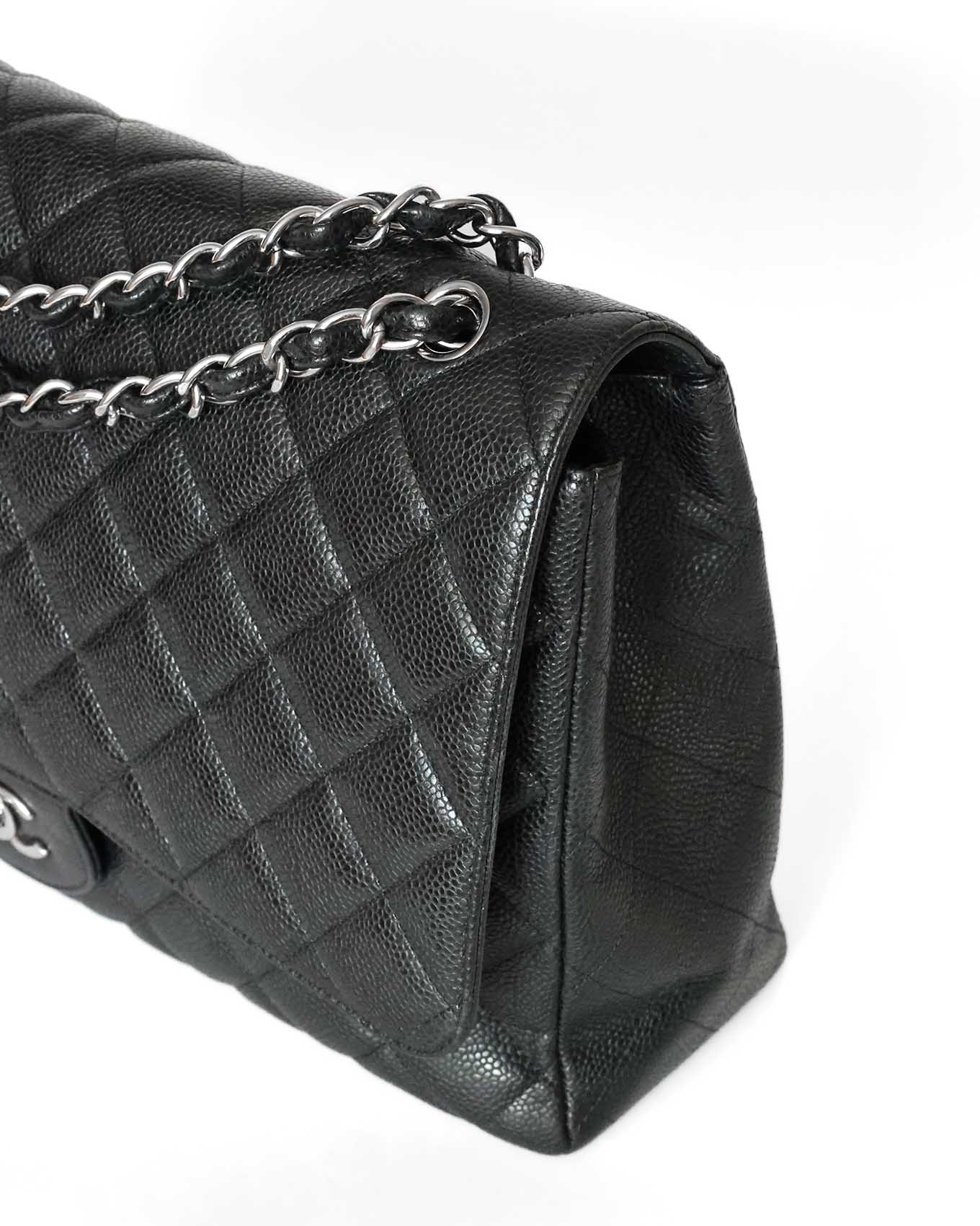 Chanel Black Caviar Maxi Single Flap Bag (circa 2010)